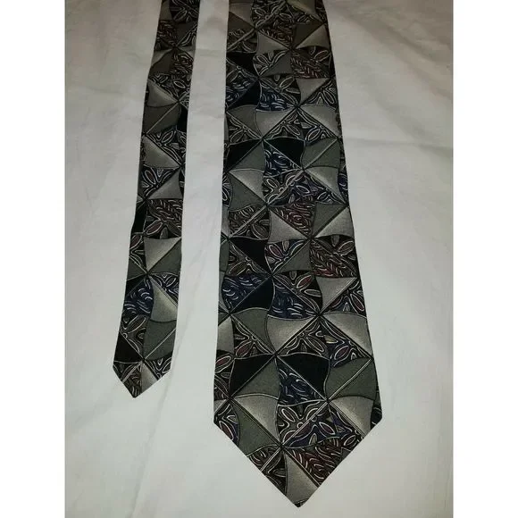 FOXX HAWKFIELD 100% Silk Necktie Silver Multicolor - Picture 5 of 5